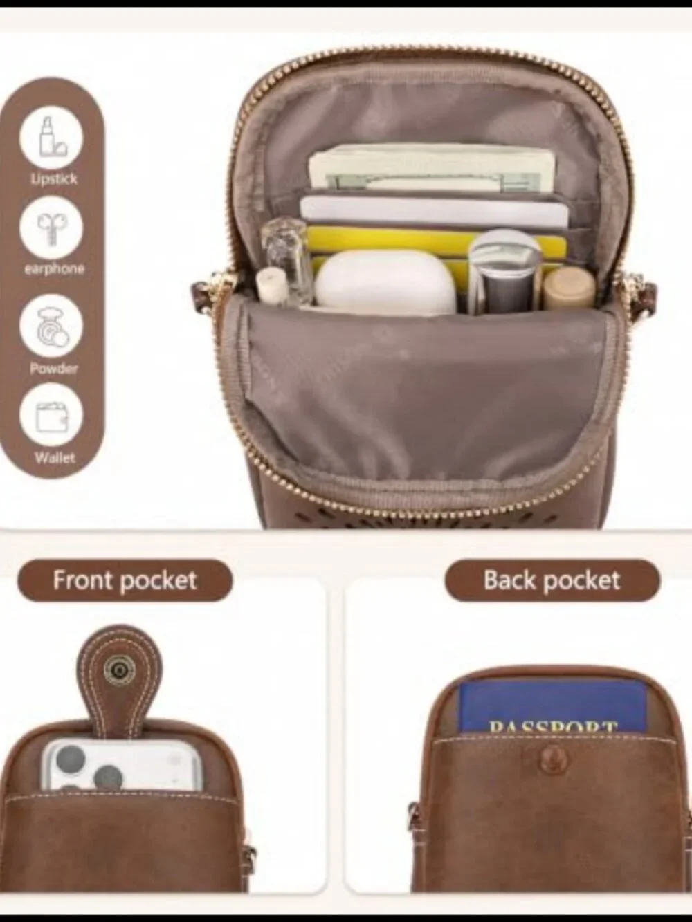 Vegan Leather Crossbody Phone Purse with Tassels